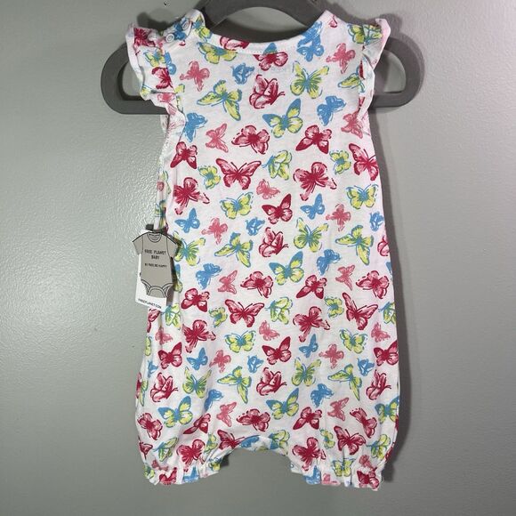 Free planet baby One Piece Romper, white w/ Butterflies, size 12M - Picture 2 of 6